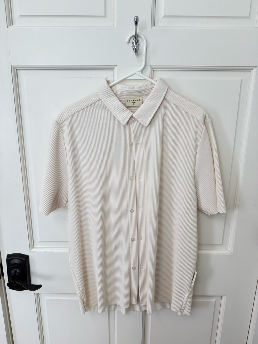 YoungLA Cream Short-Sleeve Button-Down Shirt